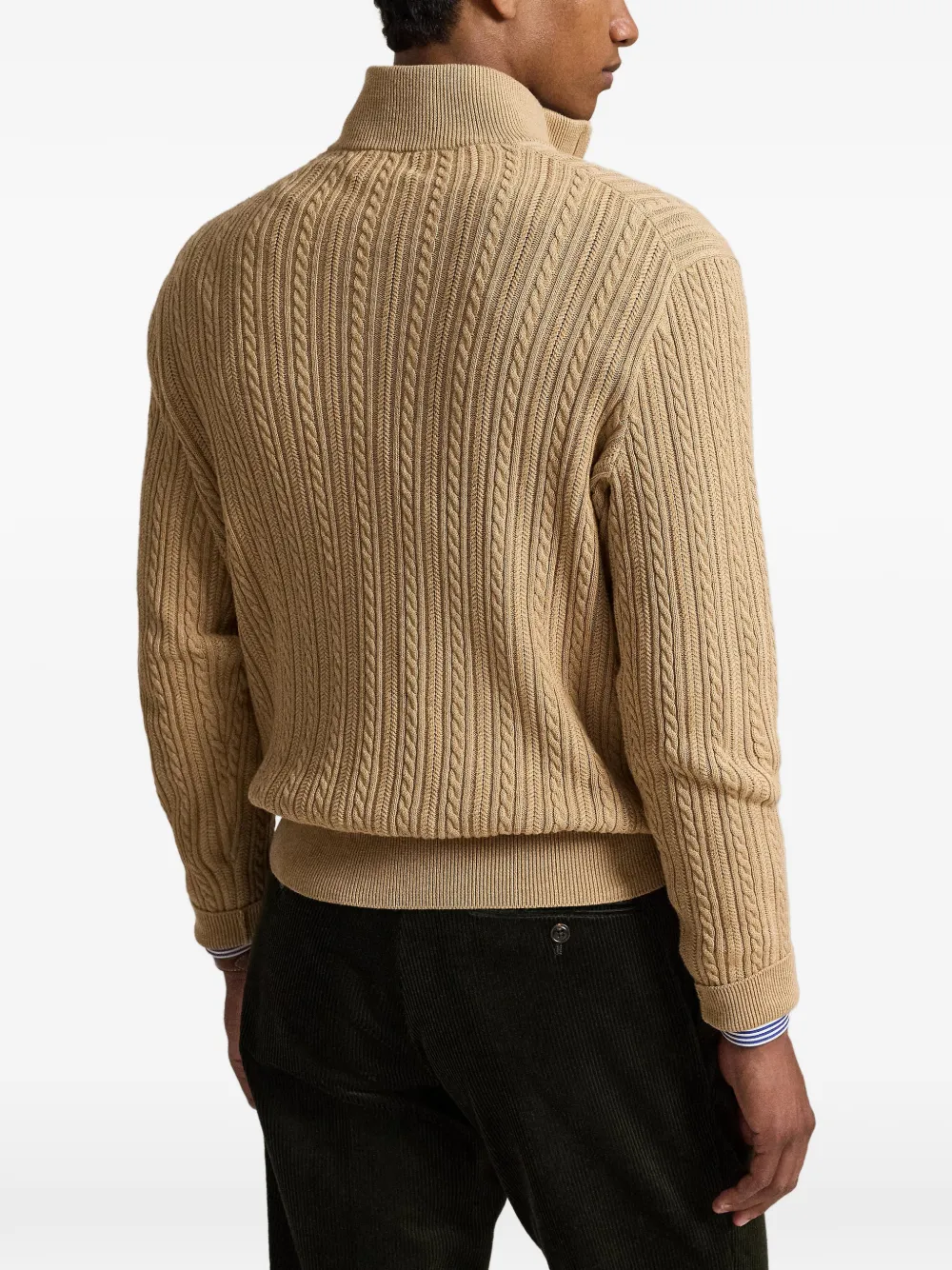 Polo Ralph Lauren Kabelgebreide trui met kwartrits Beige