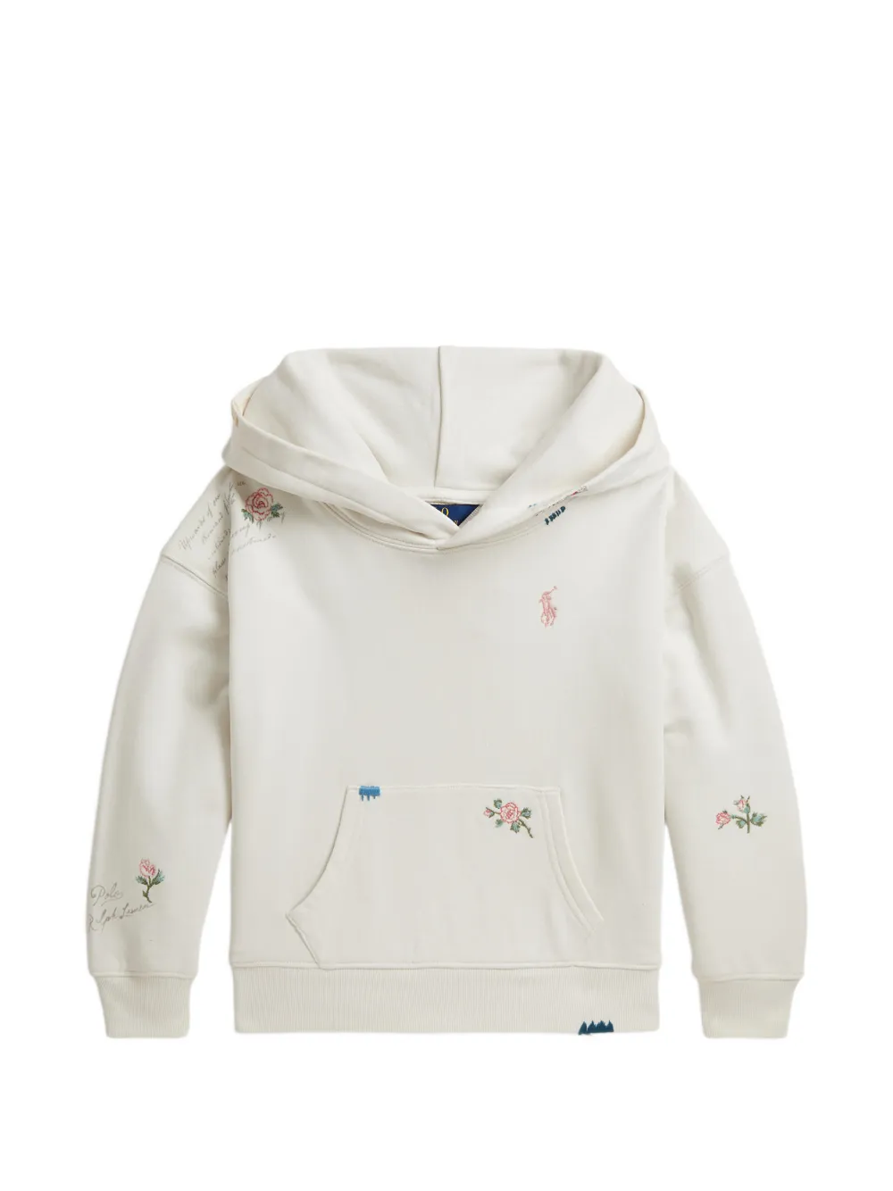 POLO RALPH LAUREN KIDS rose embroidered hoodie - White