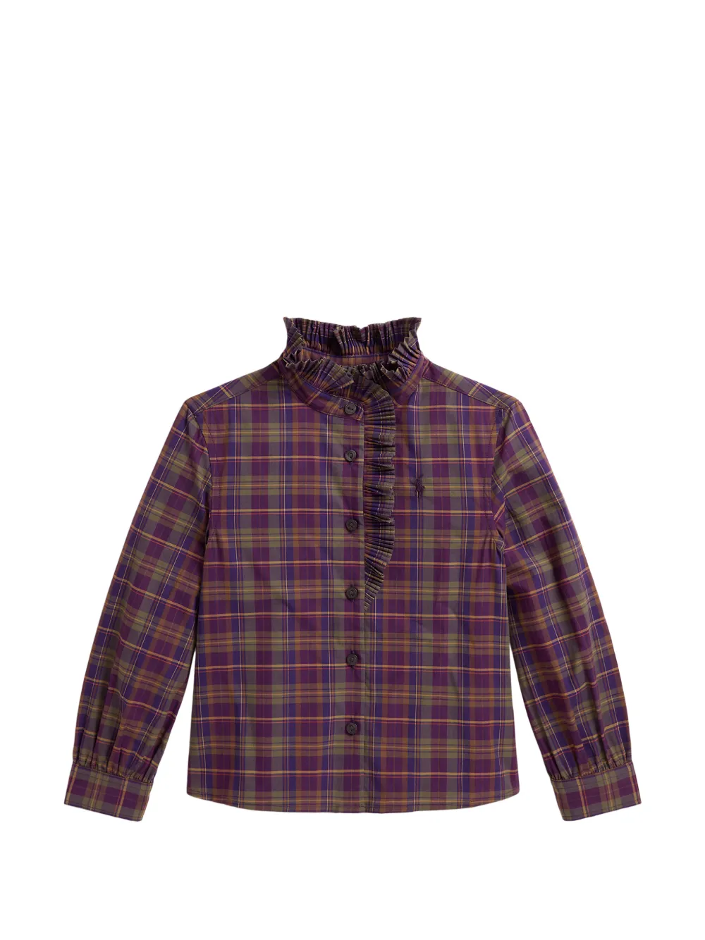 POLO RALPH LAUREN KIDS Kariertes Hemd mit Rüschen - Violett