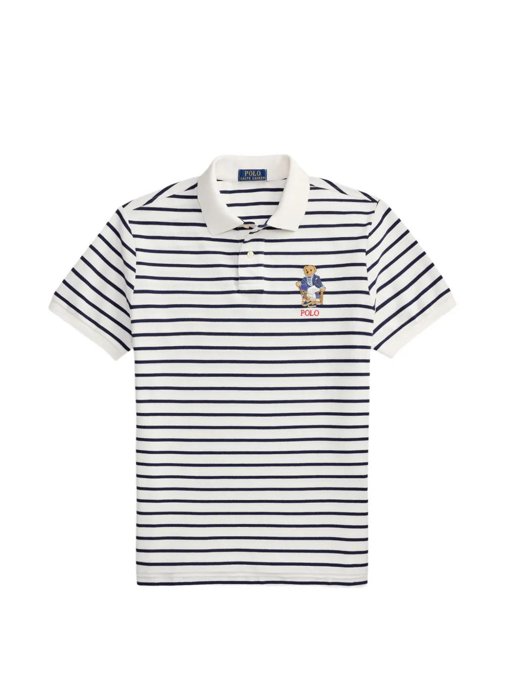 Polo Ralph Lauren Gestreiftes Poloshirt mit Polo Bear - Weiß