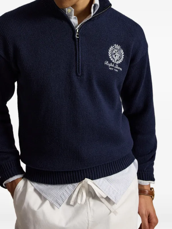 Polo Ralph Lauren Wimbledon embroidered-logo quarter-zip Sweater