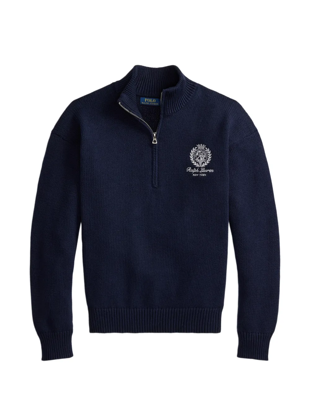 Polo Ralph Lauren embroidered-logo quarter-zip sweater - Blau
