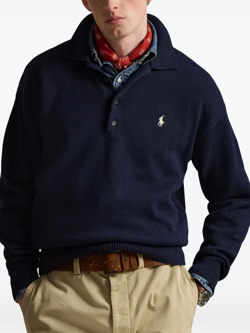 Polo Ralph Lauren Ruimvallende Flag katoenen trui Blauw