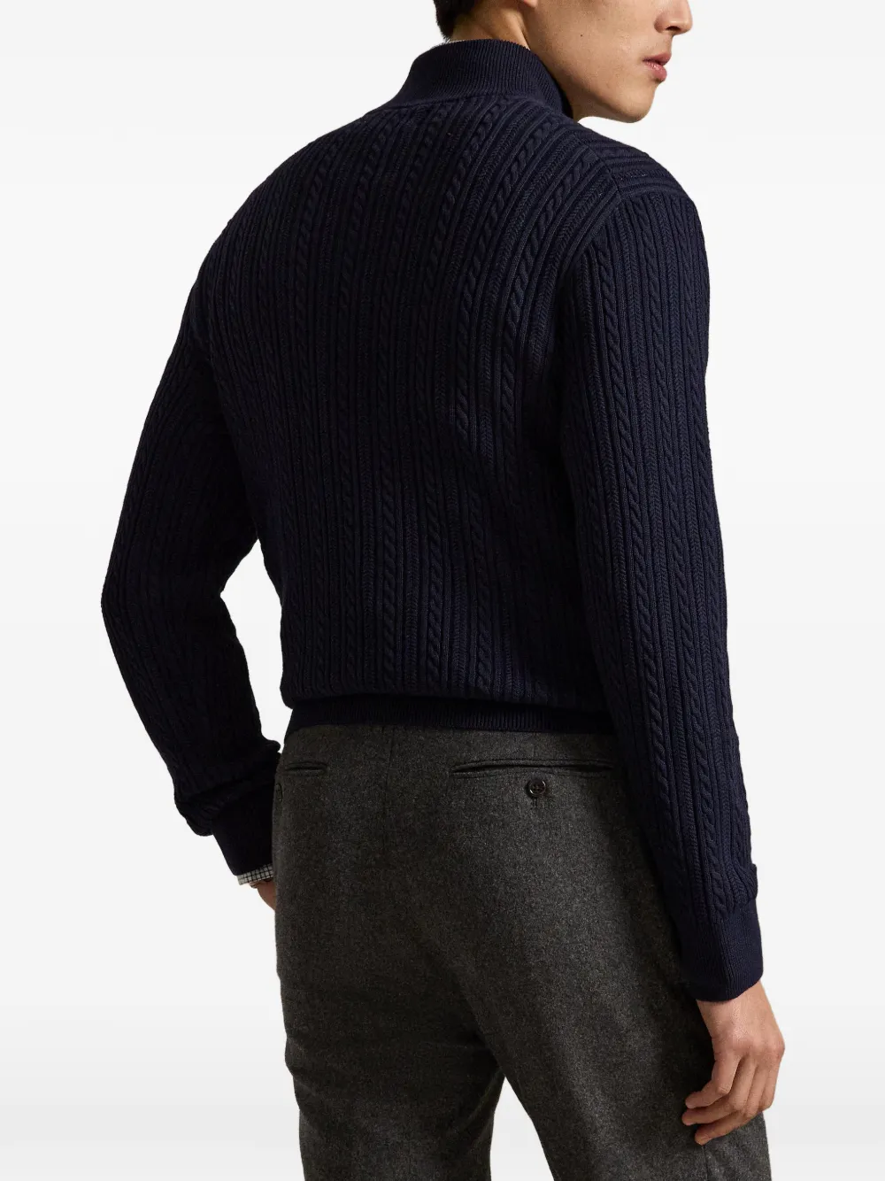 Polo Ralph Lauren Kabelgebreide trui met kwartrits Blauw