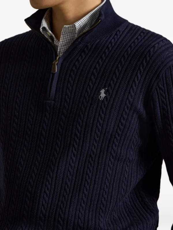 Polo Ralph Lauren cable-knit quarter-zip Sweater | Blue | FARFETCH
