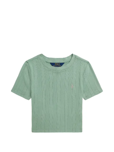 POLO RALPH LAUREN KIDS scalloped pointelle-knit T-shirt