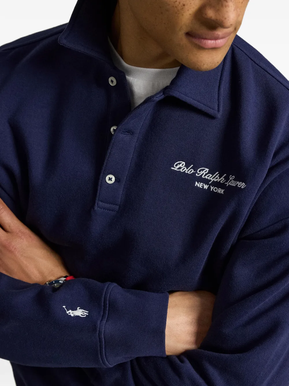 Polo Ralph Lauren Ruimvallende sweater met kraag en logo Blauw