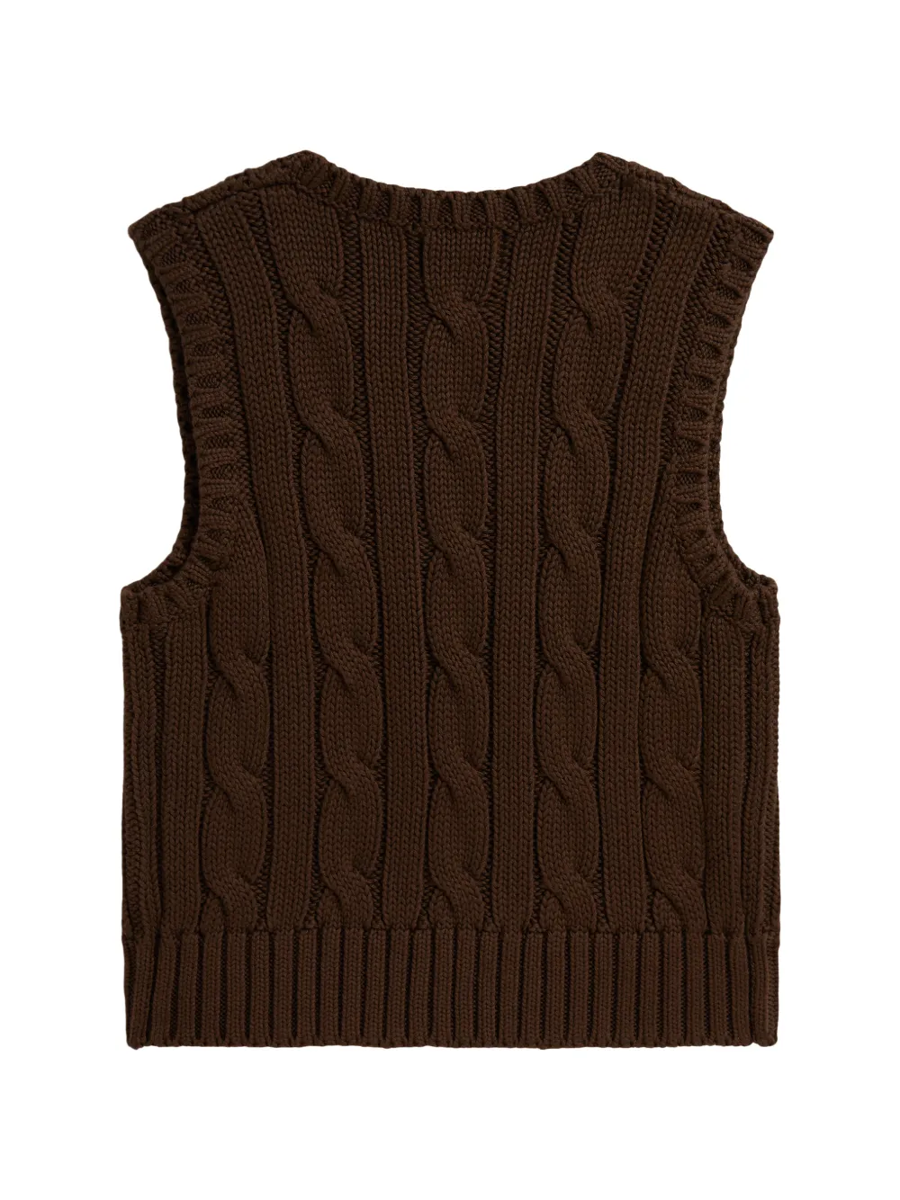 POLO RALPH LAUREN KIDS Mouwloze kabelgebreide katoenen trui Bruin