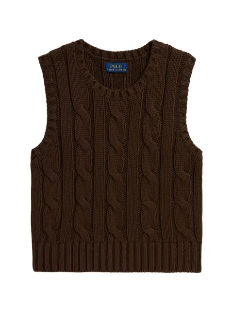 POLO RALPH LAUREN KIDS cable-knit cotton sleeveless jumper