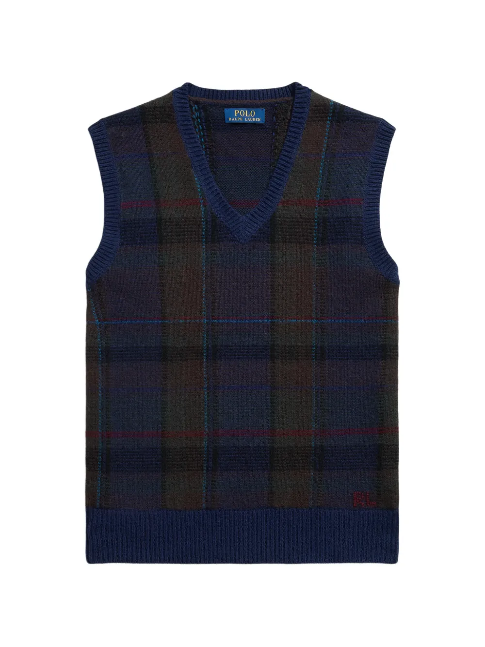 Polo Ralph Lauren plaid wool-cotton sleeveless jumper
