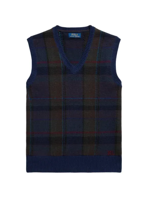 Polo Ralph Lauren plaid wool-cotton sleeveless jumper