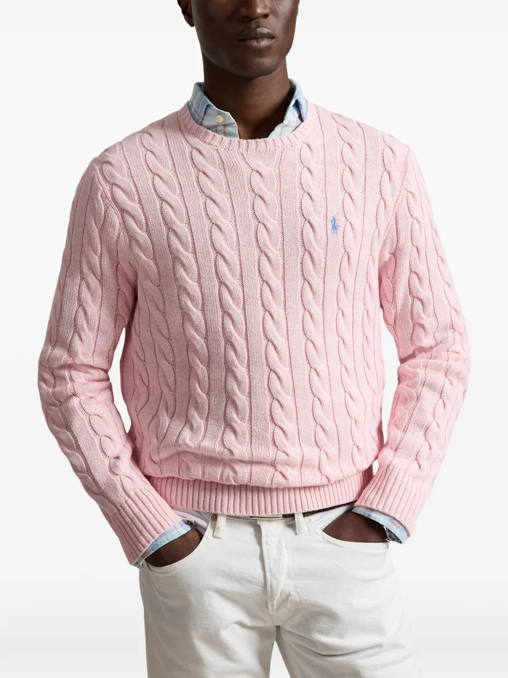 Polo Ralph Lauren Kabelgebreide trui met borduurwerk Roze