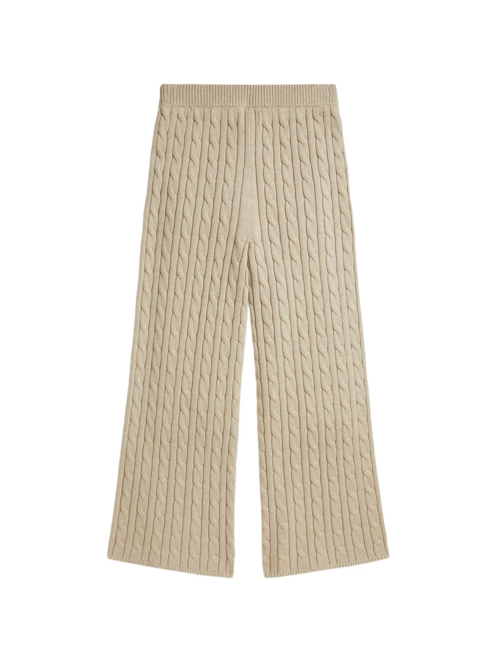 POLO RALPH LAUREN KIDS Kabelgebreide broek met wijde pijpen Bruin