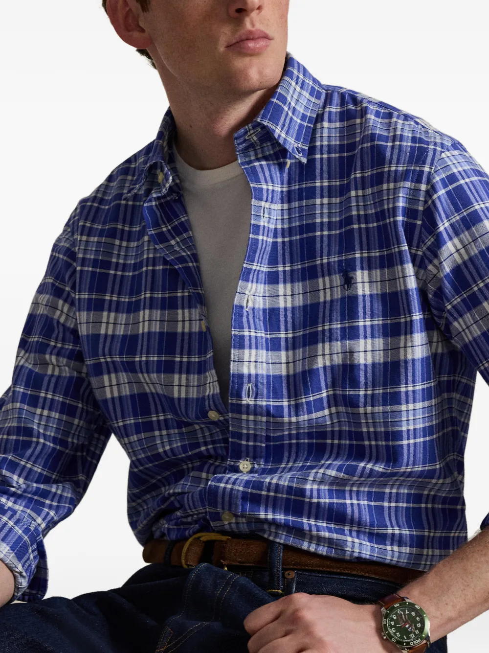 Polo Ralph Lauren Geruit Oxford overhemd Blauw