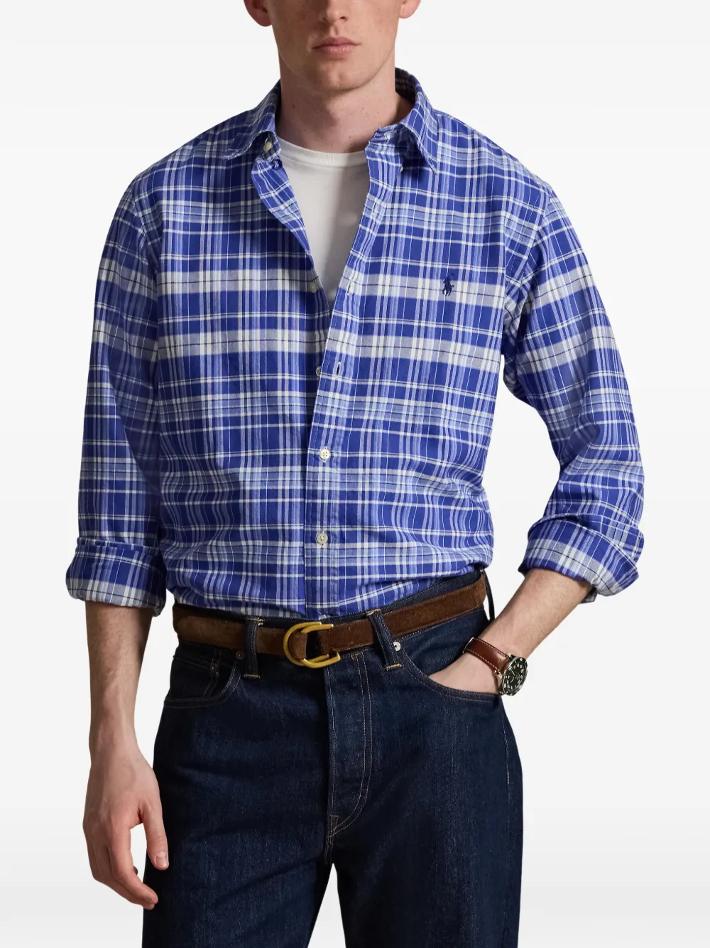 Polo Ralph Lauren Geruit Oxford overhemd Blauw