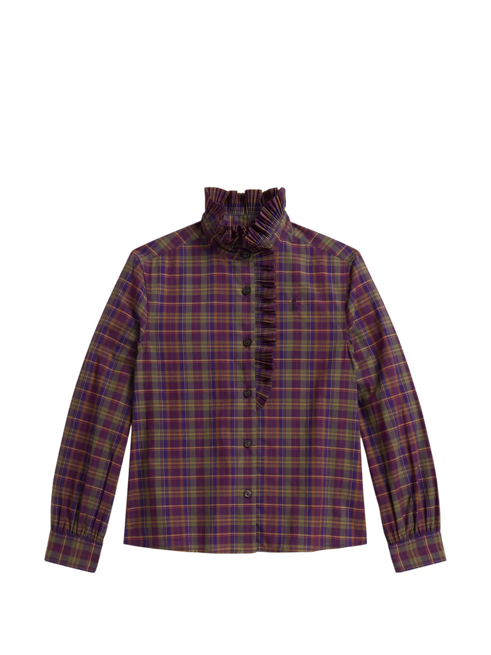 POLO RALPH LAUREN KIDS Camicia tartan con ruches - Viola
