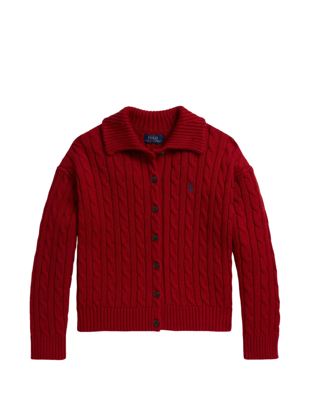 POLO RALPH LAUREN KIDS Cardigan in cotone a trecce - Rosso