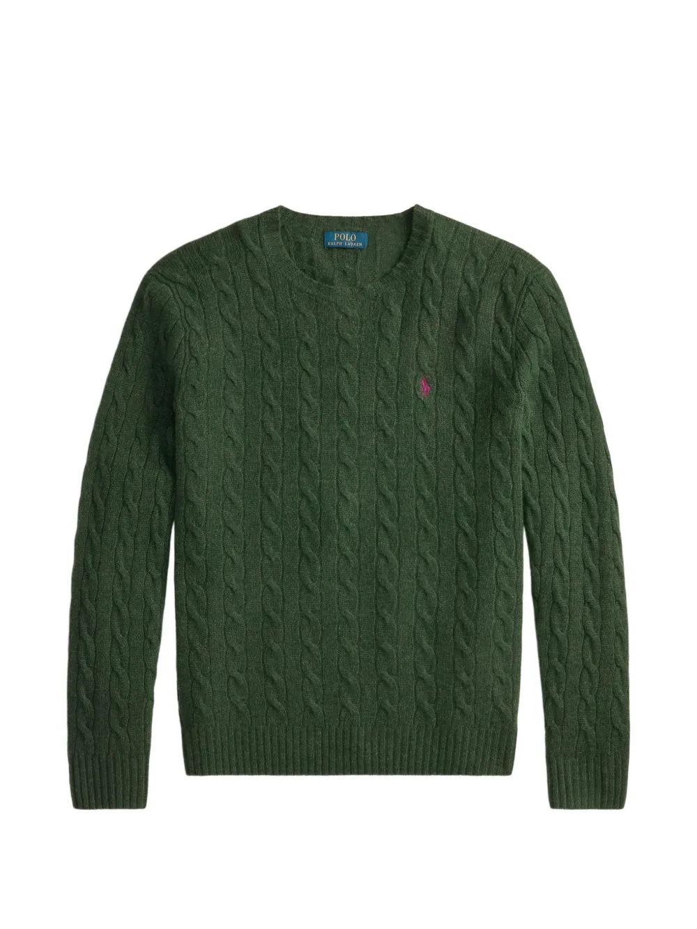Polo Ralph Lauren Zopfmuster-Pullover mit Pony-Stickerei - Grün