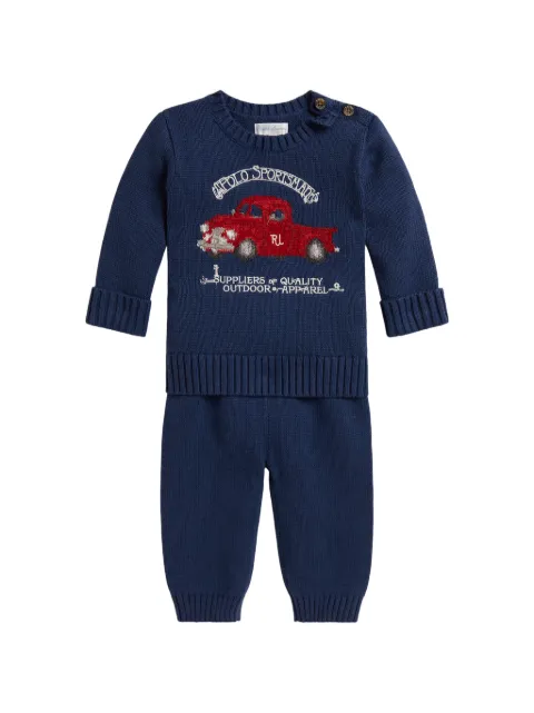 POLO RALPH LAUREN KIDS truck-intarsia sweater and trousers set