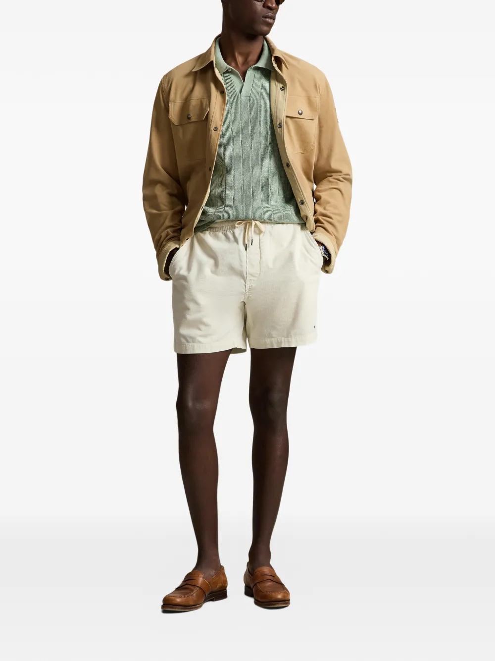 Polo Ralph Lauren Ribfluwelen shorts met geborduurd logo Beige