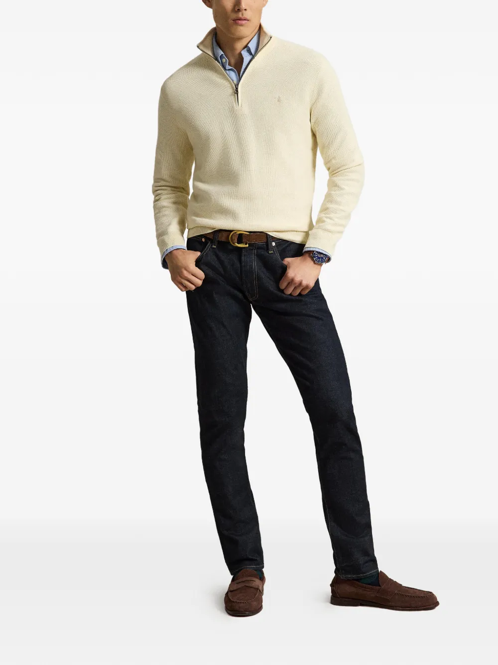Polo Ralph Lauren Gebreide mesh trui en kwartrits Beige