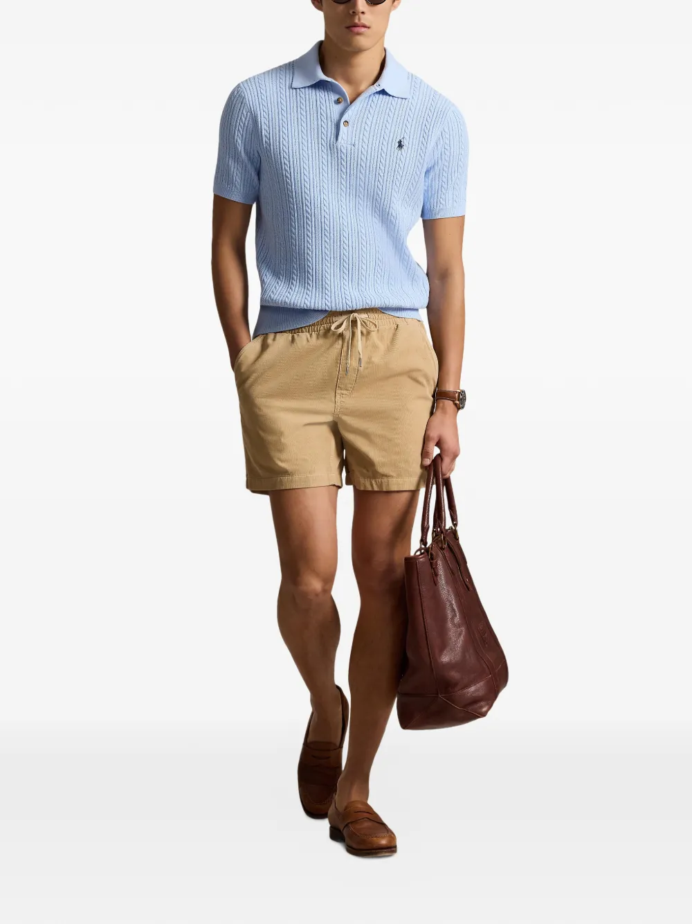 Polo Ralph Lauren Ribfluwelen shorts met logo-borduurwerk Beige