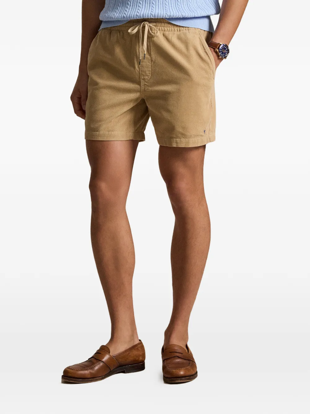 Polo Ralph Lauren Ribfluwelen shorts met logo-borduurwerk Beige