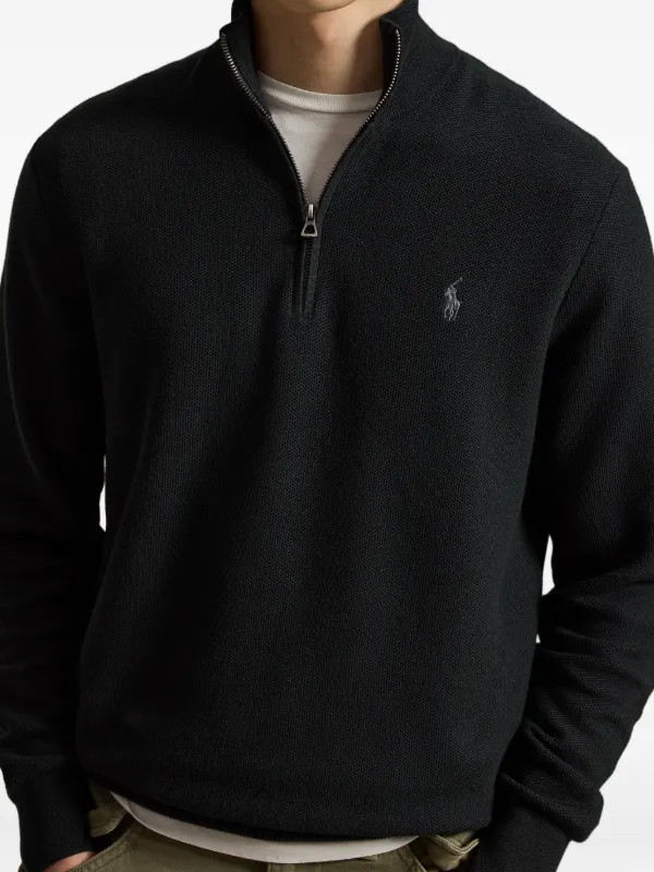 Polo Ralph Lauren mesh-knit quarter-zip Sweater | Black | FARFETCH Polo Ralph Lauren mesh-knit quarter-zip Sweater | Black | FARFETCH