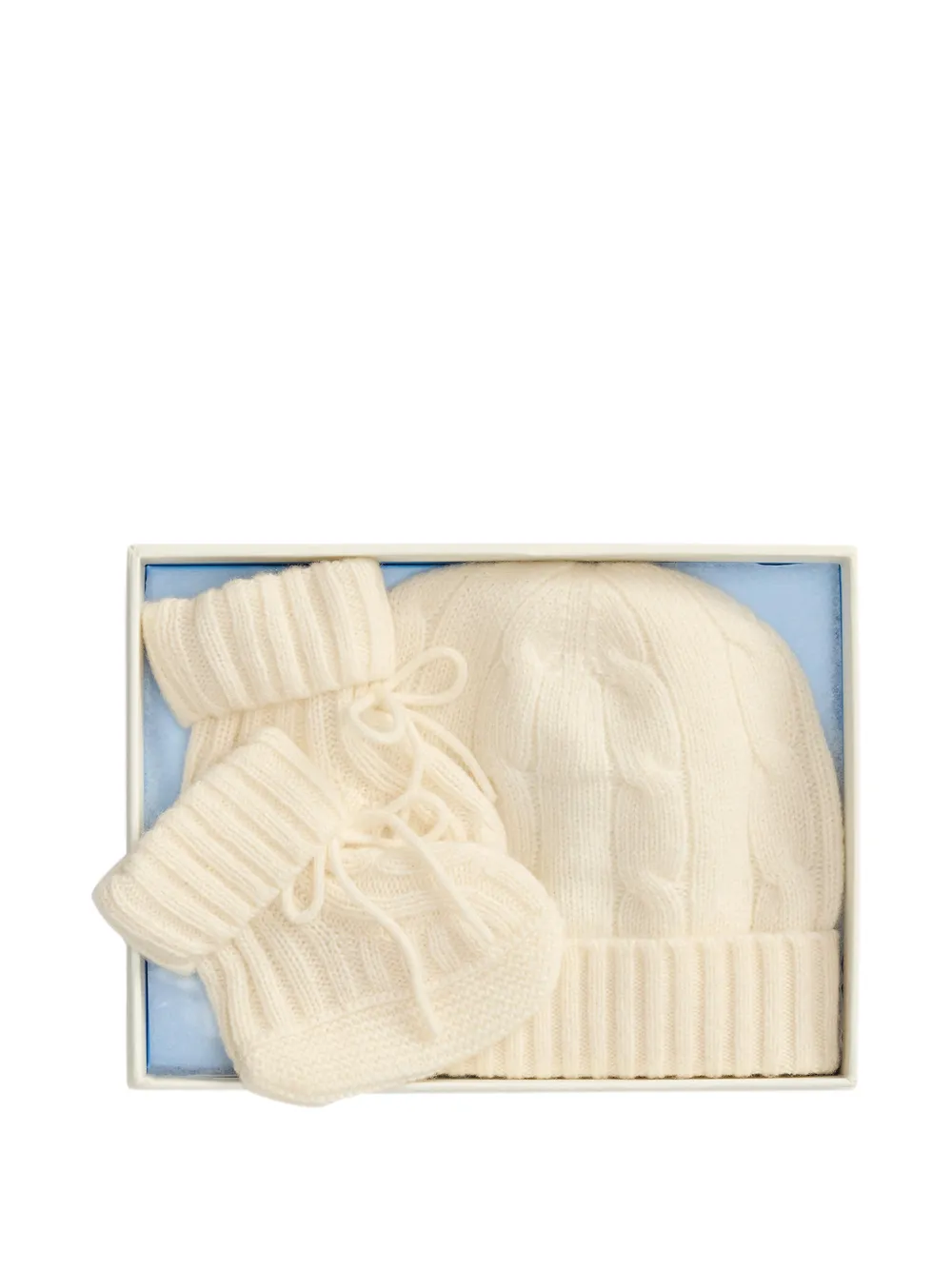 POLO RALPH LAUREN KIDS Kabelgebreide muts en sokken Beige