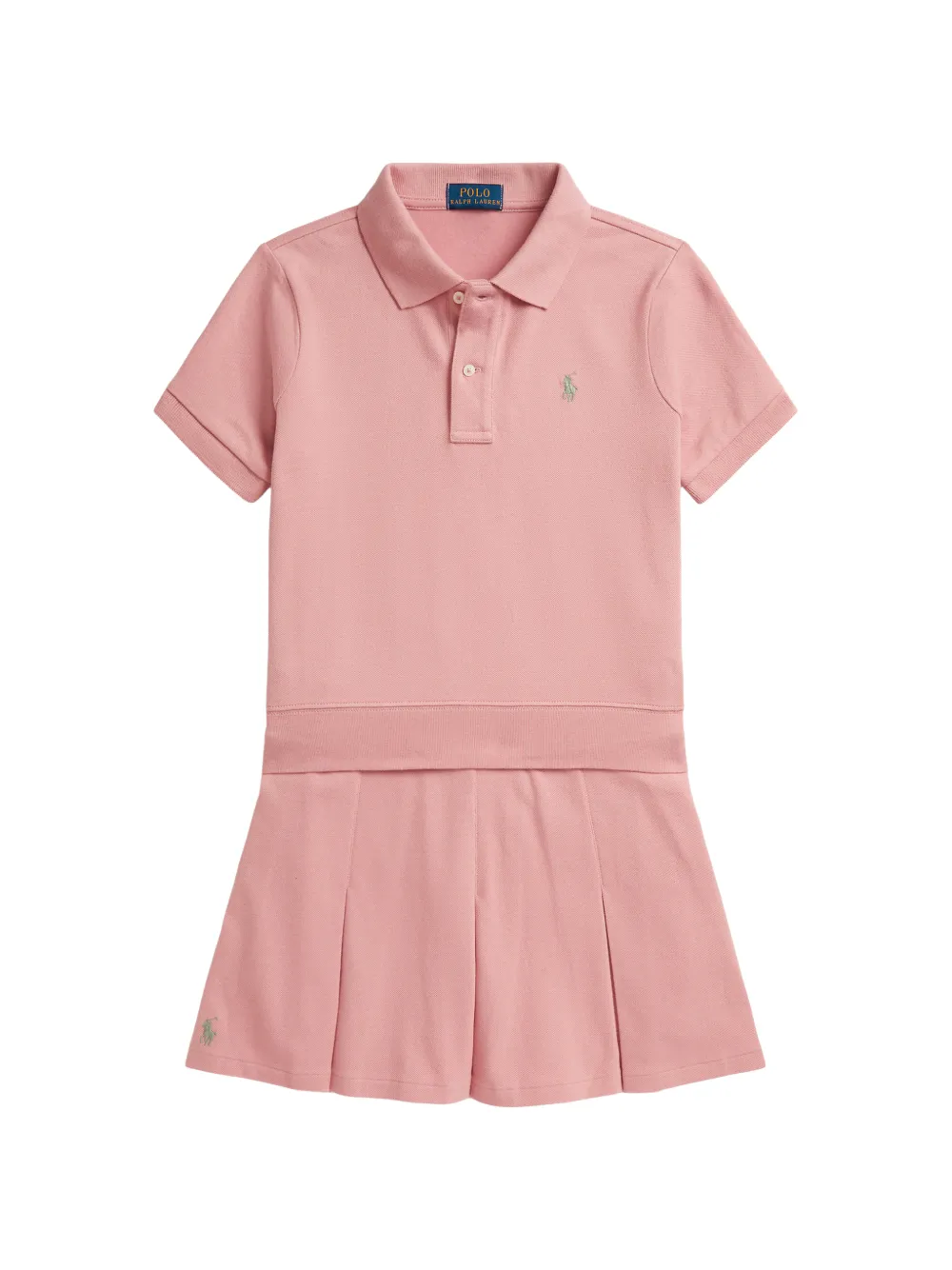 POLO RALPH LAUREN KIDS Completo plissettato con ricamo - Rosa