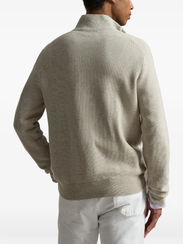 Polo Ralph Lauren mesh-knit quarter-zip Sweater | Neutrals | FARFETCH
