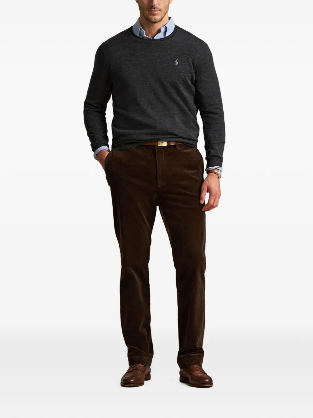 Polo Ralph Lauren Sweater met borduurwerk en ronde hals Grijs