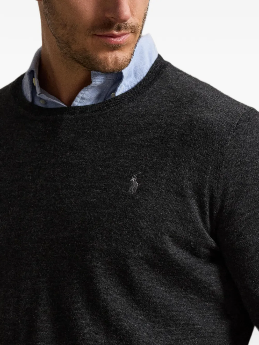 Polo Ralph Lauren Sweater met borduurwerk en ronde hals Grijs
