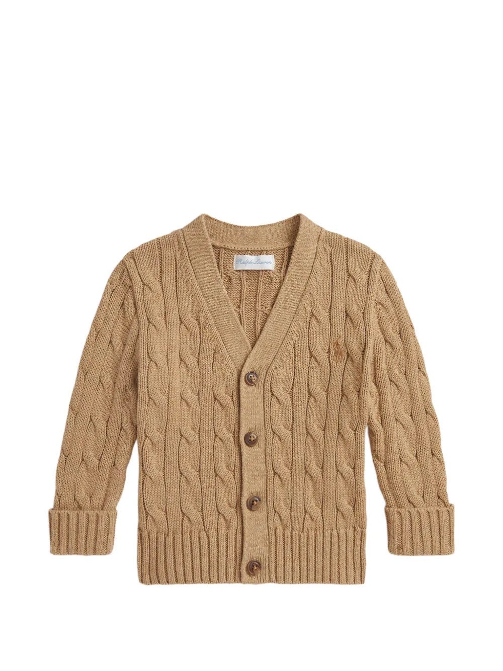 POLO RALPH LAUREN KIDS Cardigan con scollo a V - Marrone