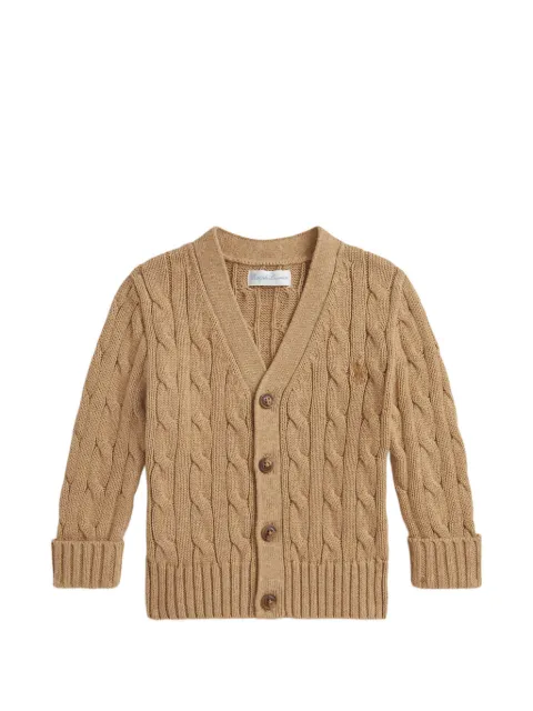 POLO RALPH LAUREN KIDS cárdigan en tejido de ochos con cuello en V