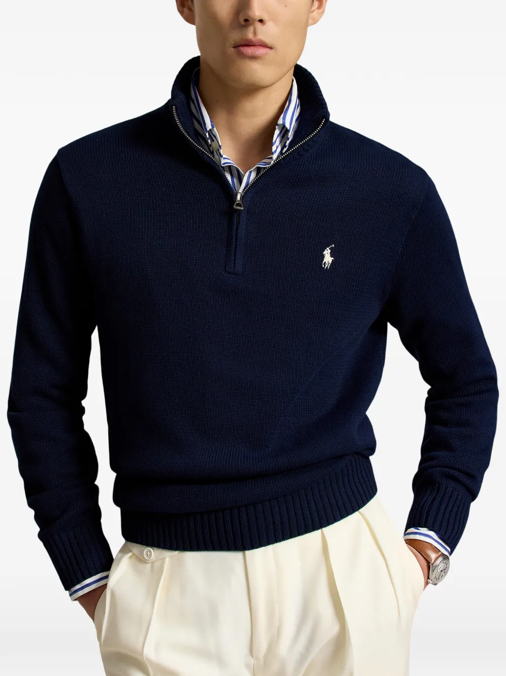 Polo Ralph Lauren Suéter Com Motivo Pony e Zíper | Azul | FARFETCH BR