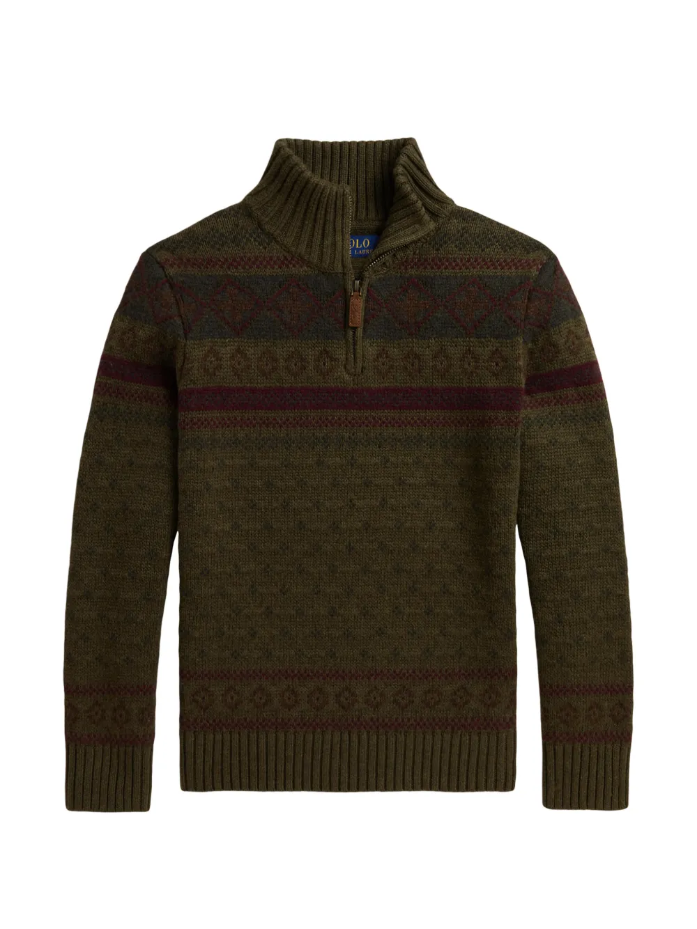 POLO RALPH LAUREN KIDS Maglione Fair Isle con zip - Verde