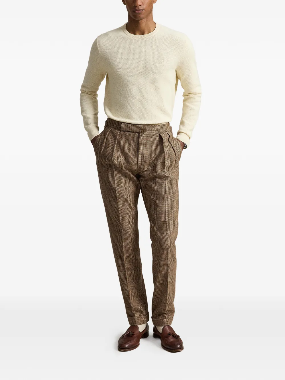 Polo Ralph Lauren Pony gebreide trui met mesh Beige