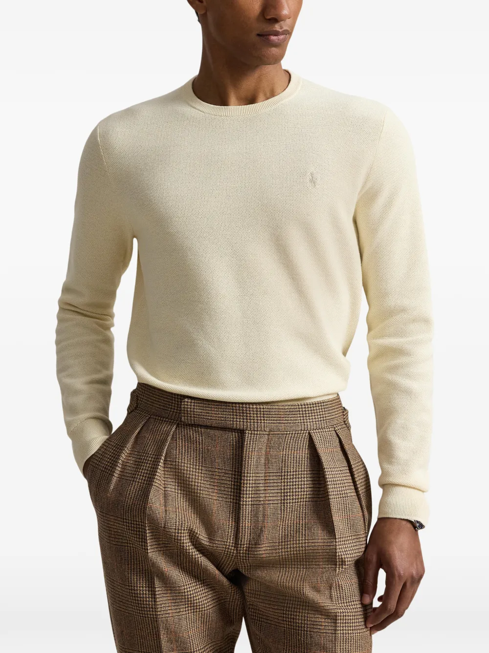Polo Ralph Lauren Pony gebreide trui met mesh Beige