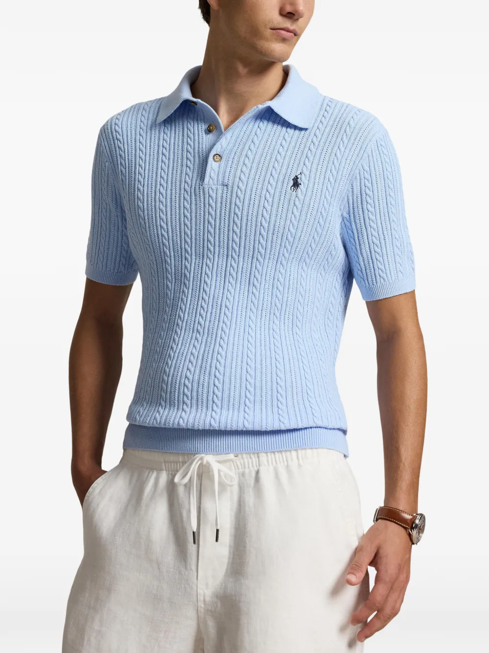 Polo Ralph Lauren Kabelgebreid poloshirt Blauw