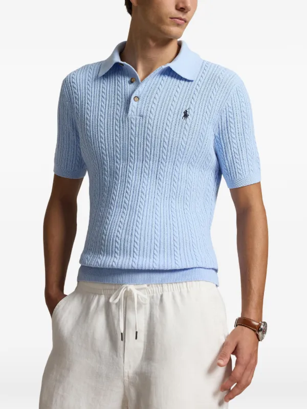 Polo Ralph Lauren ケーブルニット ポロシャツ | ブルー | FARFETCH JP