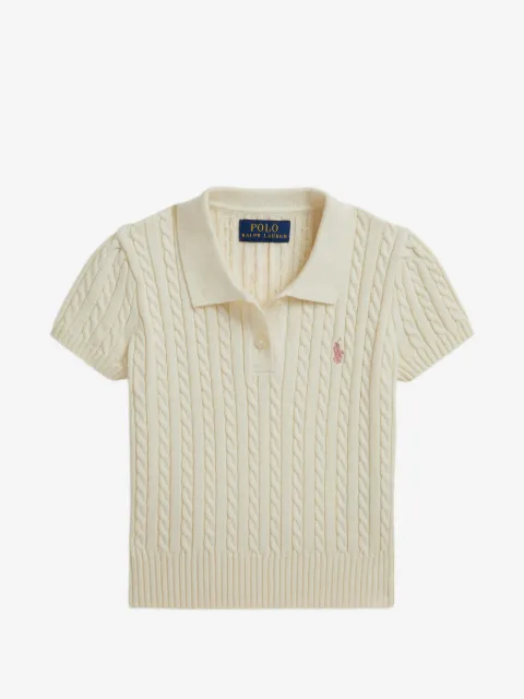 POLO RALPH LAUREN KIDS cable-knit cotton polo top 