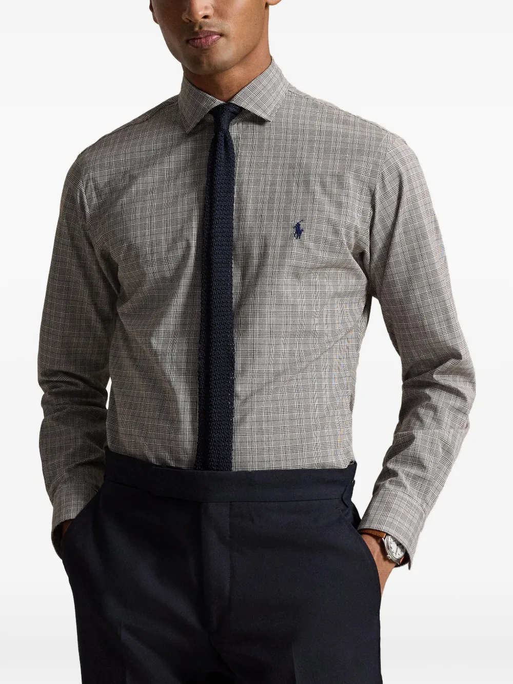 Polo Ralph Lauren Custom Fit geruit popeline overhemd Grijs
