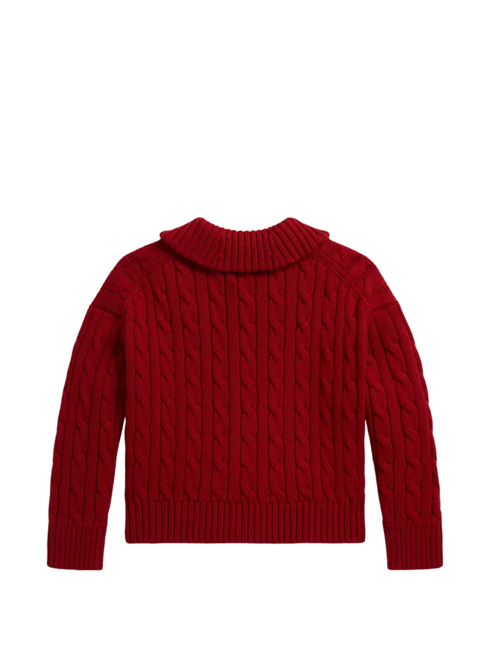 POLO RALPH LAUREN KIDS Kabelgebreid katoenen vest met knopen Rood