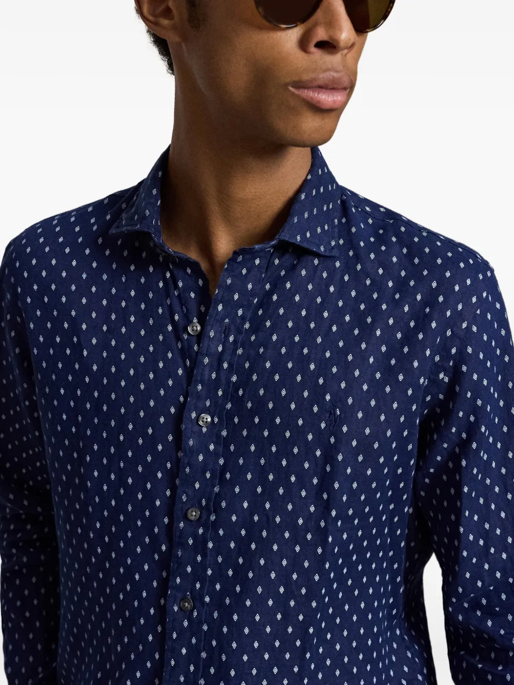 Polo Ralph Lauren Linnen overhemd met diamantprint Blauw