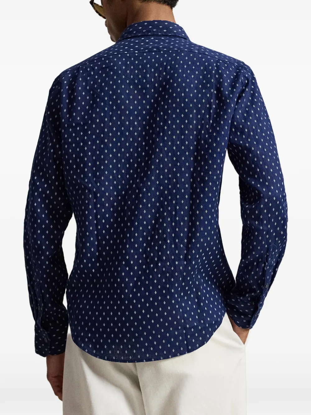 Polo Ralph Lauren Linnen overhemd met diamantprint Blauw