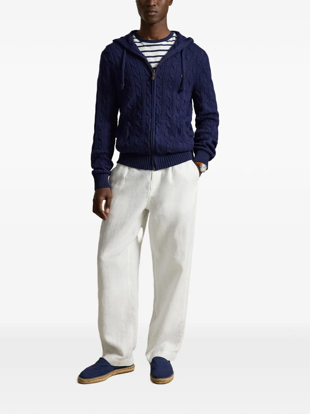 Polo Ralph Lauren Kabelgebreide hoodie met rits Blauw
