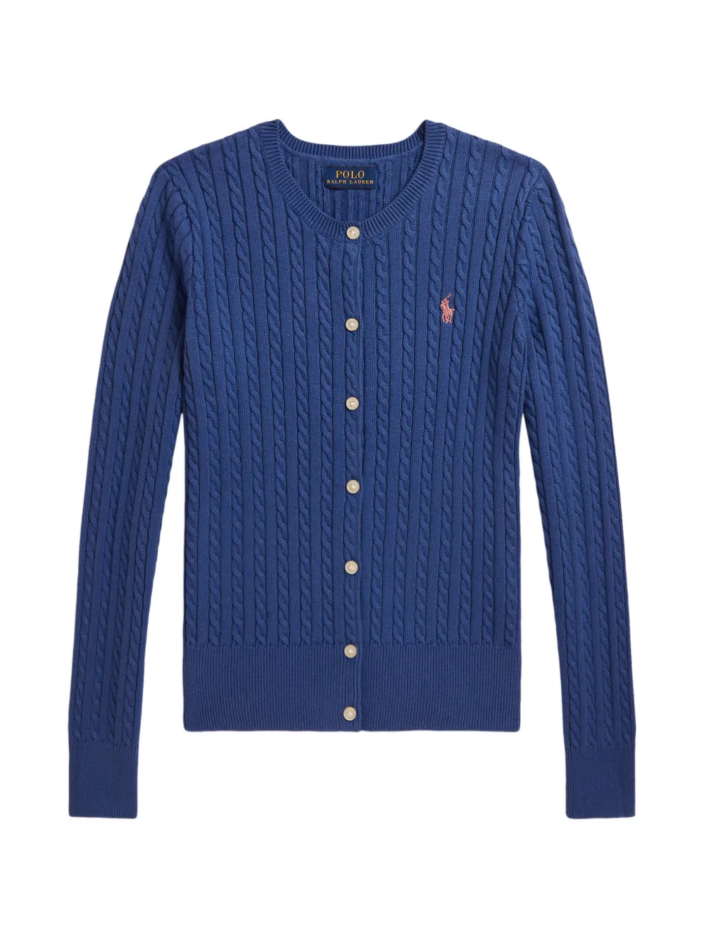 POLO RALPH LAUREN KIDS Cardigan a trecce con logo ricamato - Blu