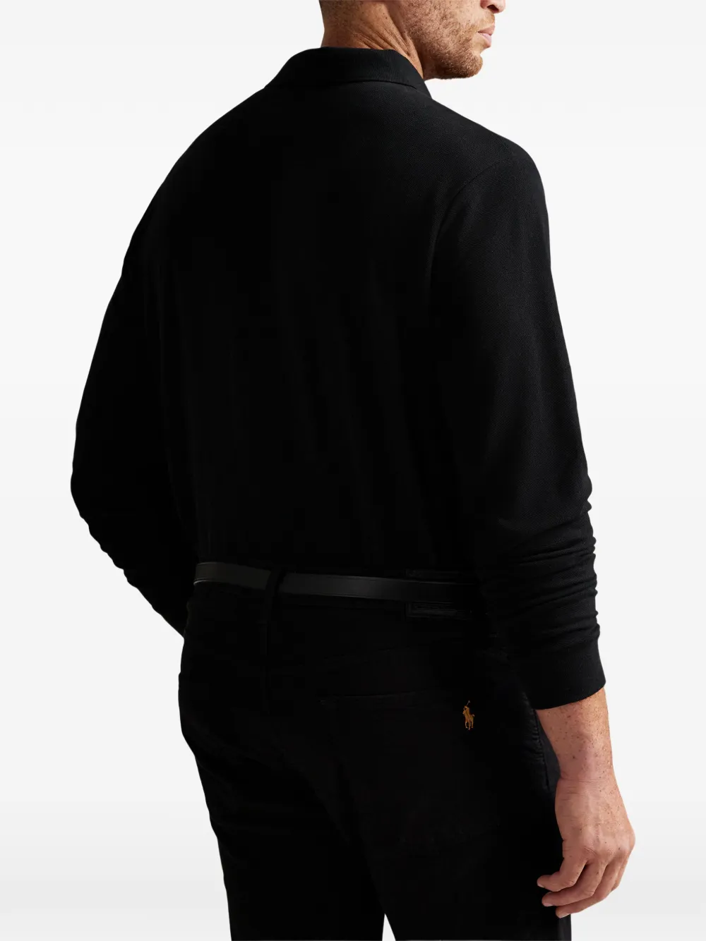 Polo Ralph Lauren Mesh poloshirt met lange mouwen Zwart