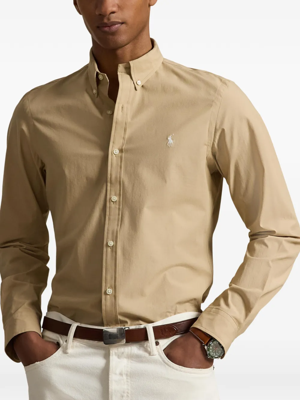 Polo Ralph Lauren Slim-fit overhemd van stretch-popeline Beige